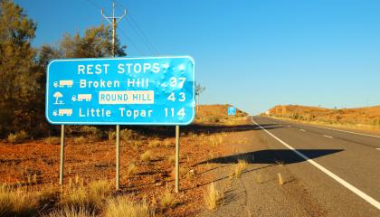 road sign rest area