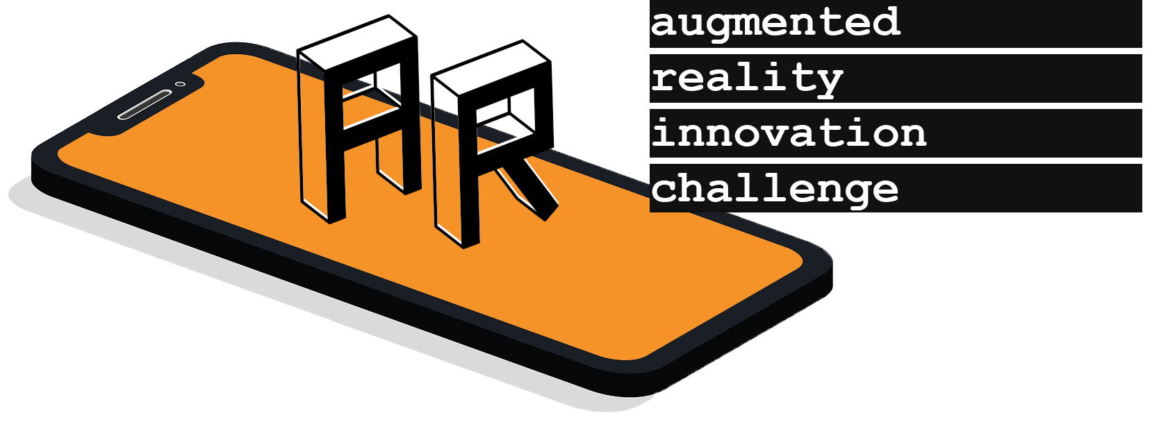 Image of phone with letters A and R on it with text Augmented Reality Innovation Challenge