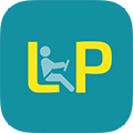 The L2P logo which is a teal rounded square. Inside it is a yellow L and a yellow P, between which is a light icon of a person driving