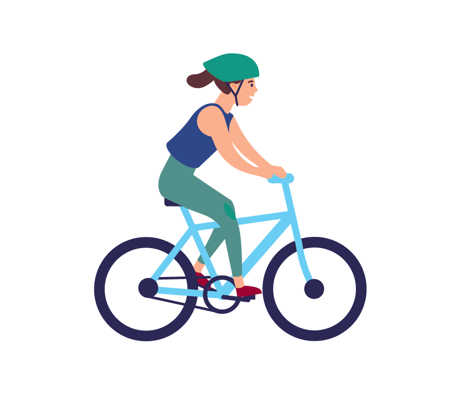 Cartoon of woman on bike