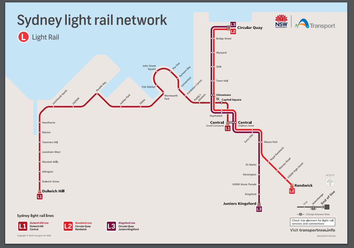 sydney light rail network map