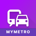 An icon of the MyMetro app logo which is a white train and car above the text "MYMETRO" inside a purple square
