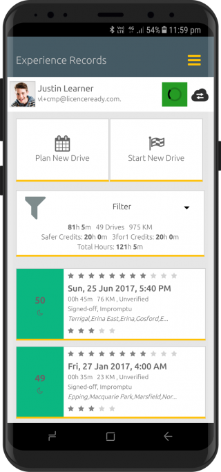 Screenshot of Licence Ready app