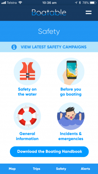 Screenshot of the Boatable app