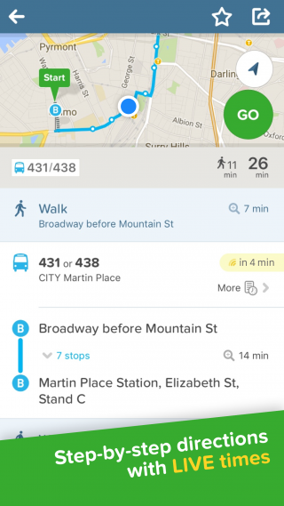 Screenshot of the Citymapper app on iPhone