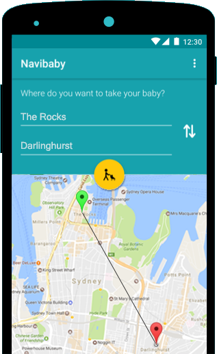 Navibaby screenshot Image of a screenshot of the Navibaby app