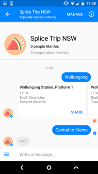 Splice Trip NSW screenshot Image of a screenshot of the Splice Trip NSW app